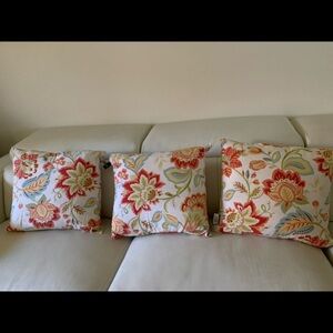 Floral Accent Pillow Set - Red, Green, Cream